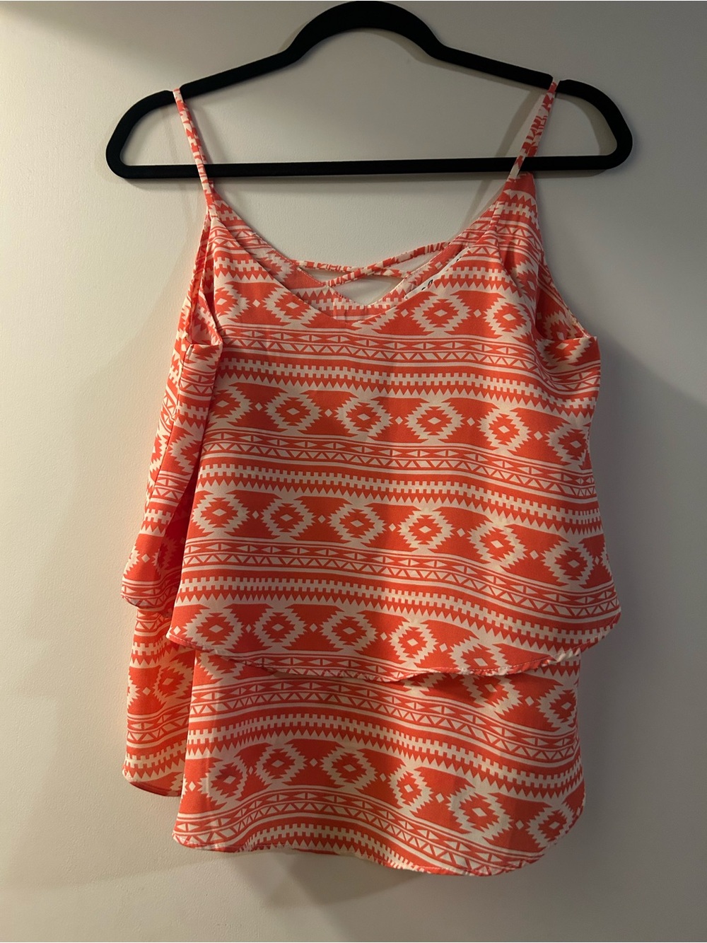 Annabella Coral & White Aztec Tiered Cami